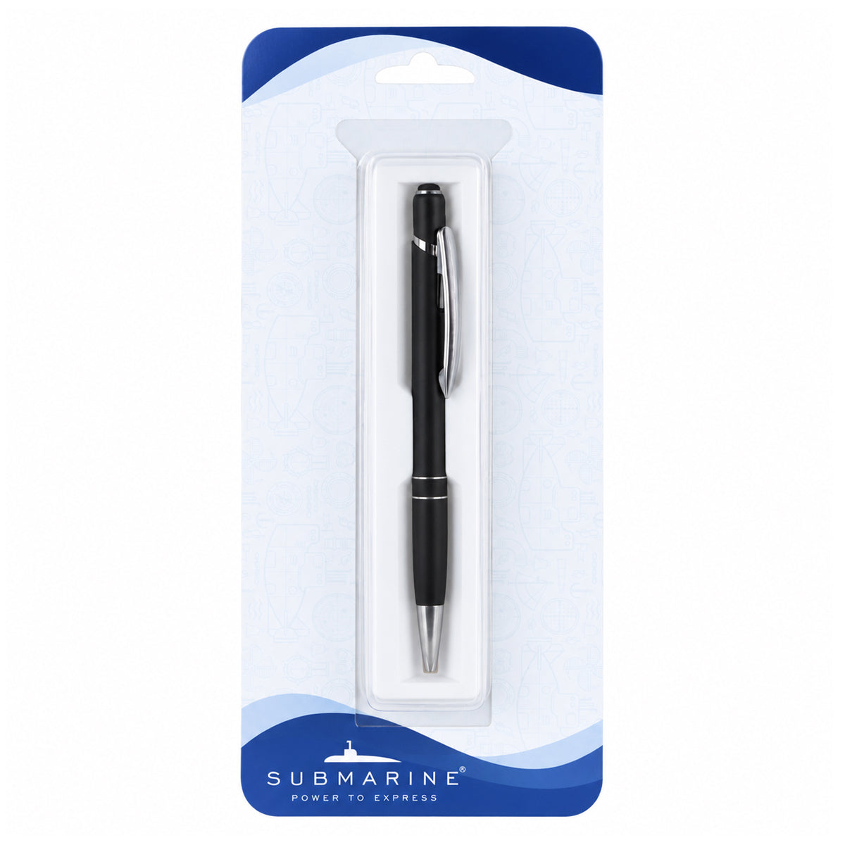 Submarine 975 Retractable Ballpen - Matte Black Metal Fine Tip Blue Ink