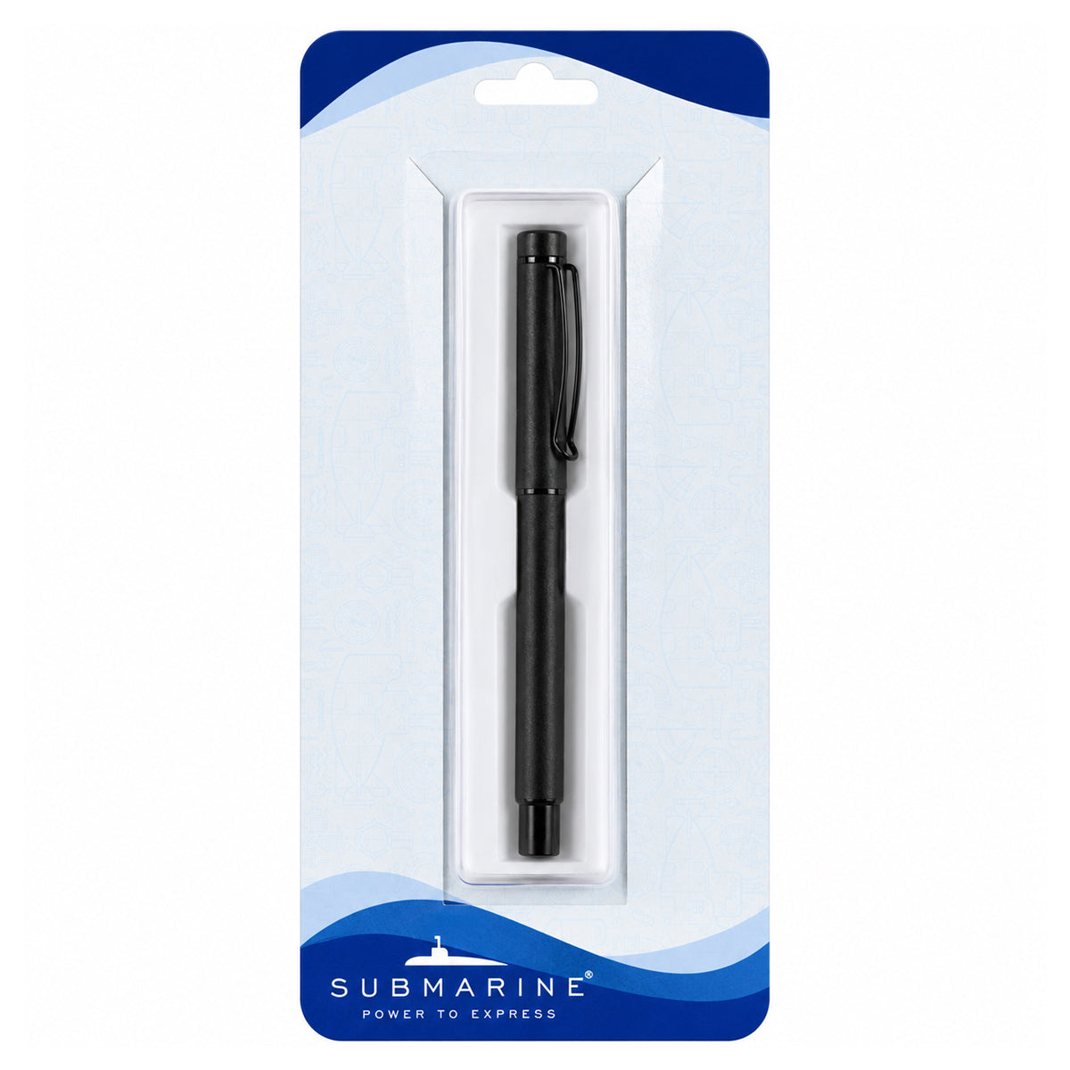 Submarine 1047 Cap Roller Ballpen - Matte Black Aluminum Fine Blue Ink