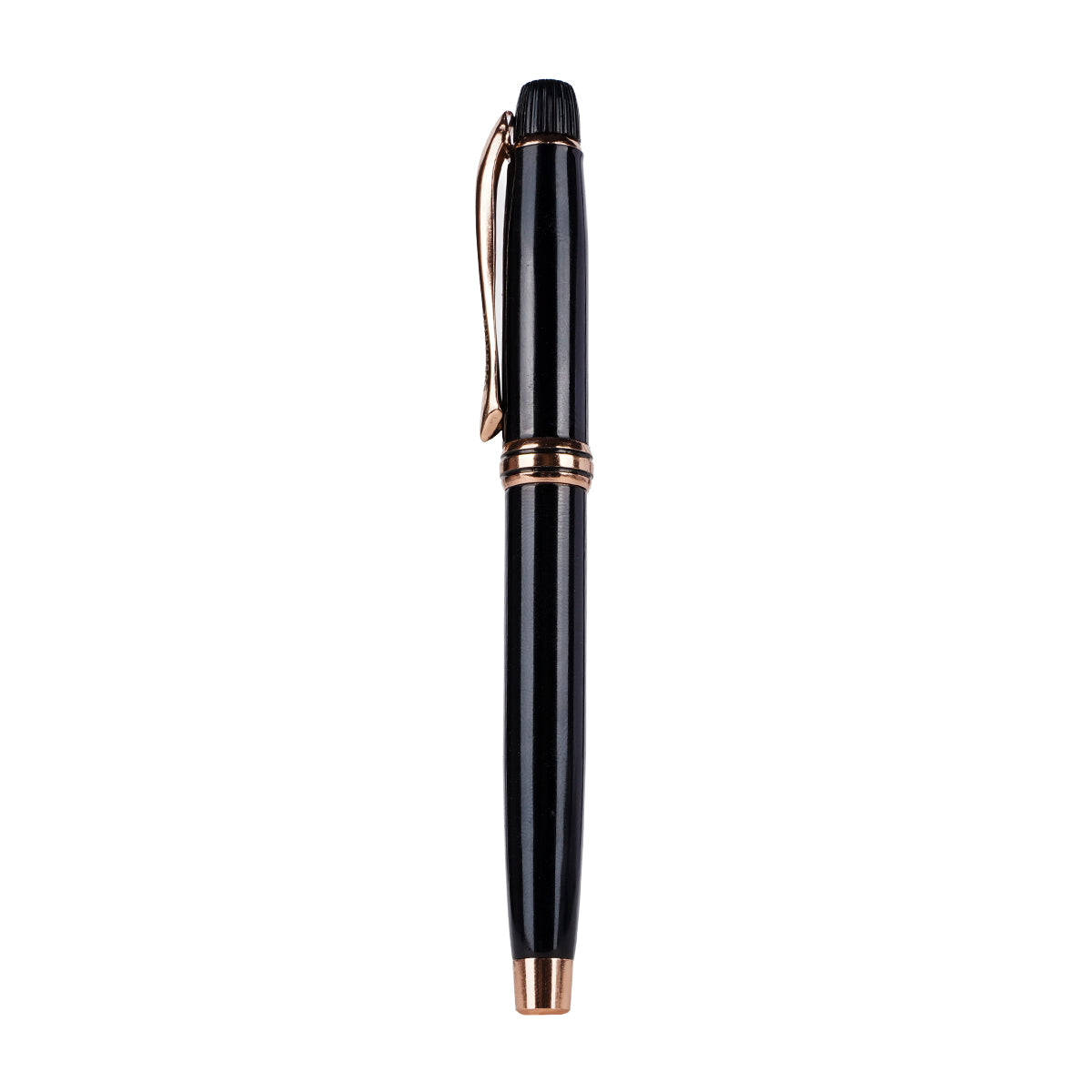 Submarine 1074 Cap Roller Ballpen - Glossy Black Metal Rose Gold Clip