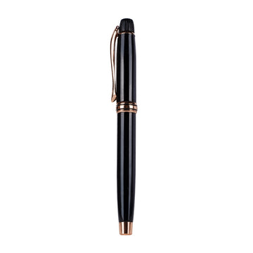 Submarine 1074 Cap Roller Ballpen - Glossy Black Metal Rose Gold Clip