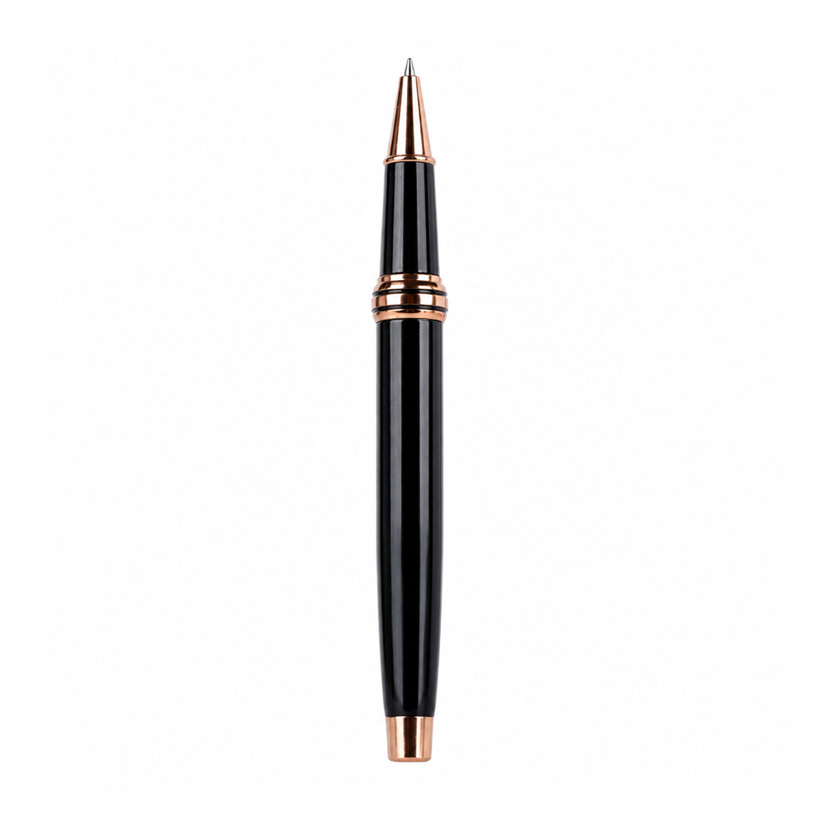Submarine 1074 Cap Roller Ballpen - Glossy Black Metal Rose Gold Clip