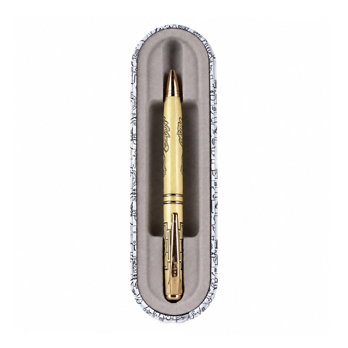 Submarine 1052 Saraswathi Twist Ballpen - Gold Chakra Design Fine Blue Ink