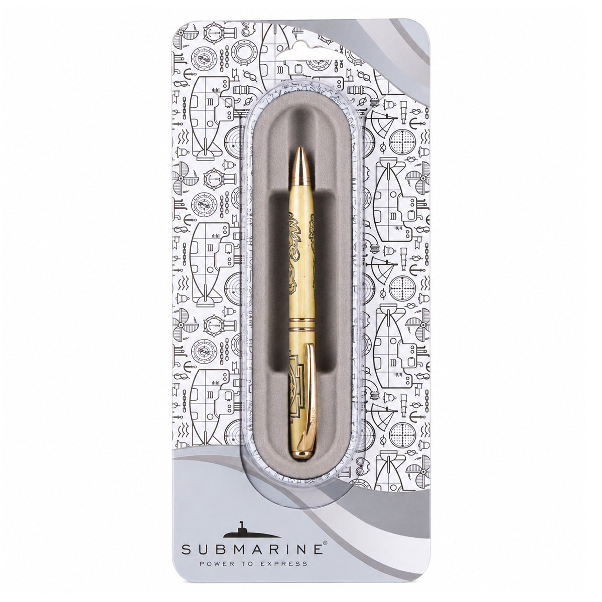 Submarine 1052 Saraswathi Twist Ballpen - Gold Chakra Design Fine Blue Ink