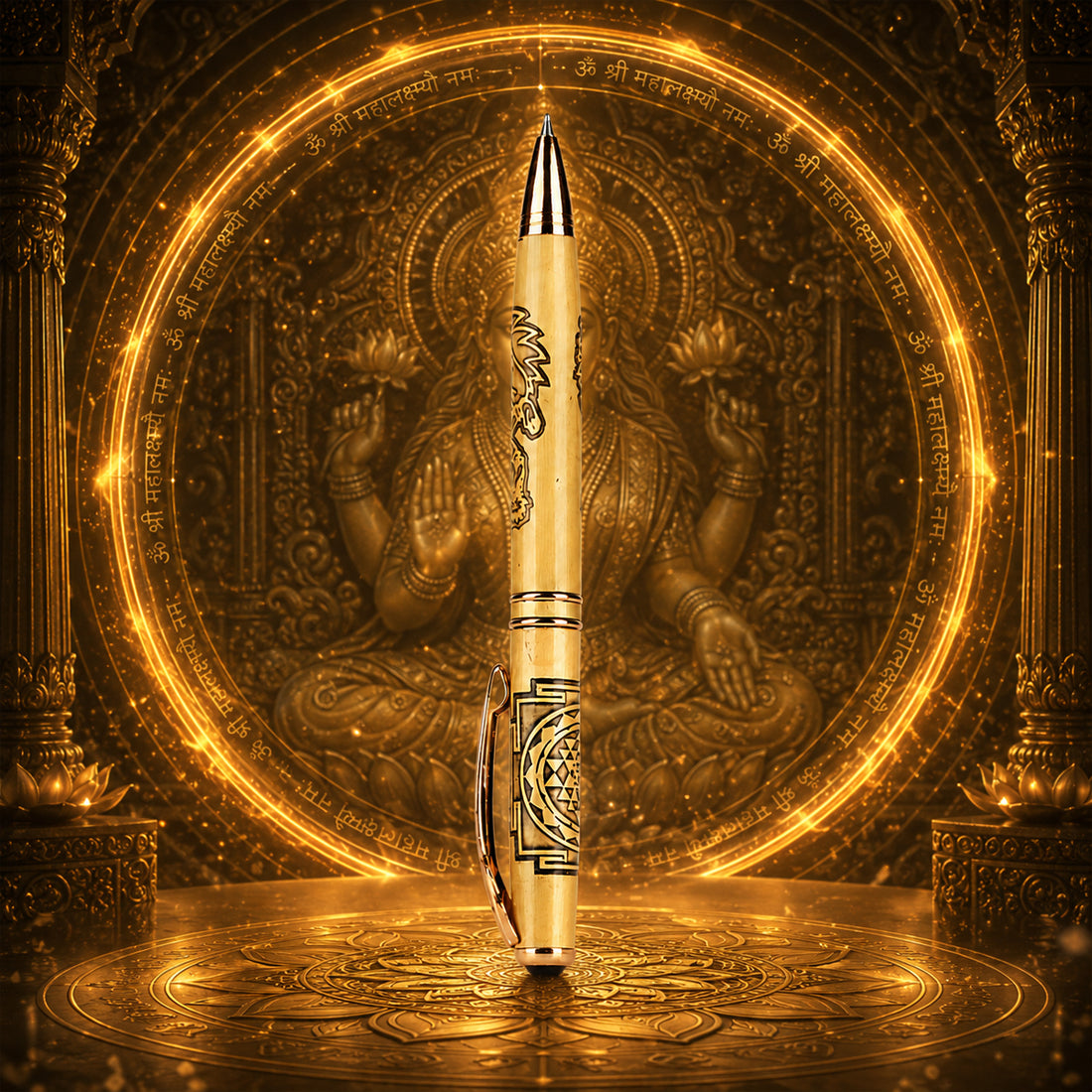 Submarine 1052 Saraswathi Twist Ballpen - Gold Chakra Design Fine Blue Ink