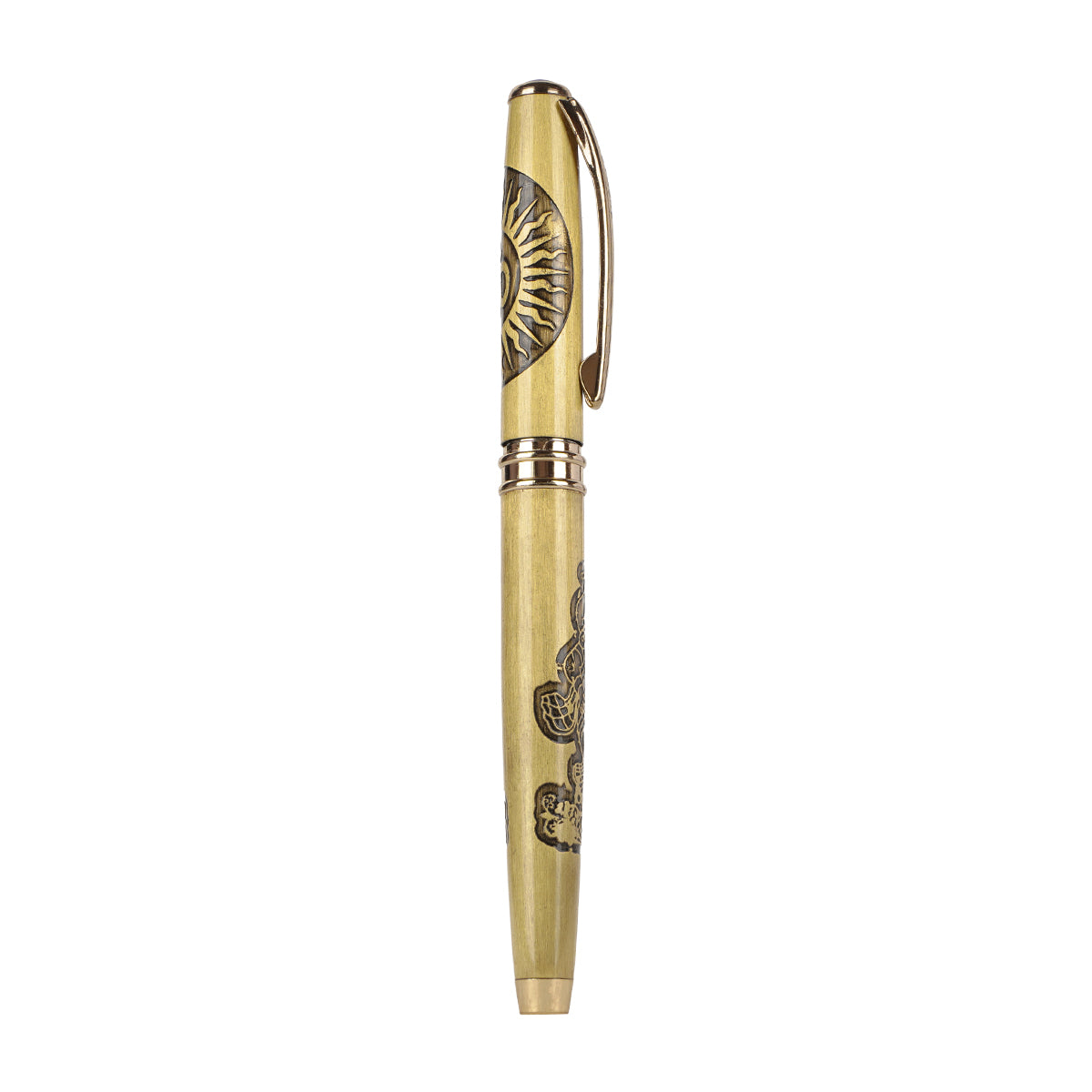 Submarine 1052 Ganesh Cap Roller Ballpen - Gold Metal Fine Blue Ink
