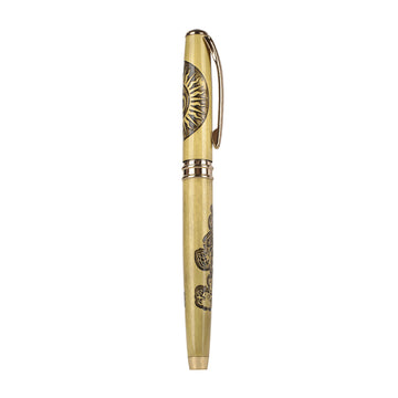 Submarine 1052 Ganesh Cap Roller Ballpen - Gold Metal Fine Blue Ink