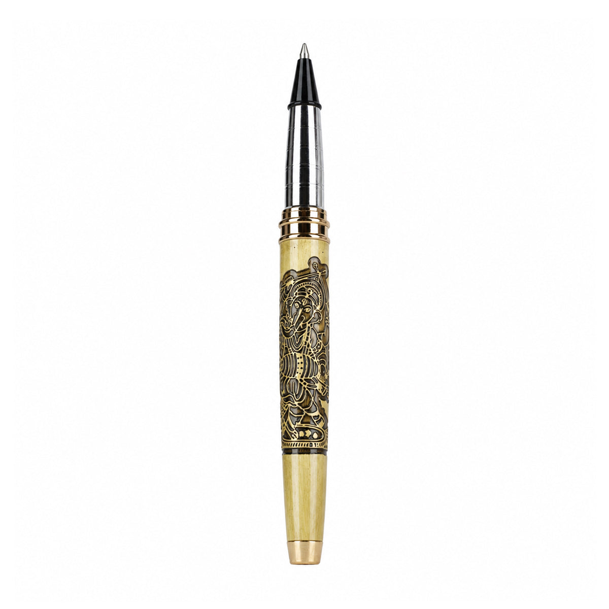 Submarine 1052 Ganesh Cap Roller Ballpen - Gold Metal Fine Blue Ink