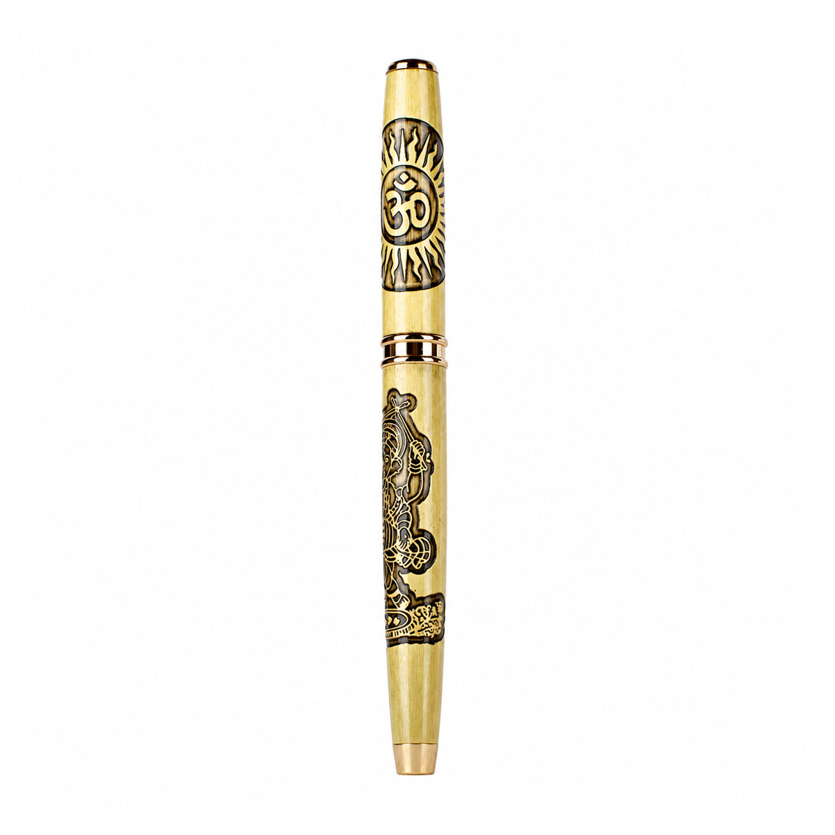 Submarine 1052 Ganesh Cap Roller Ballpen - Gold Metal Fine Blue Ink