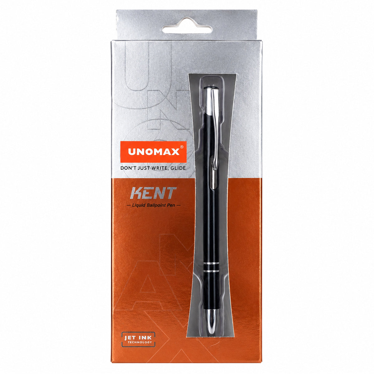 Unomax Kent Metal Body Ball Point Pen — Black, Retractable