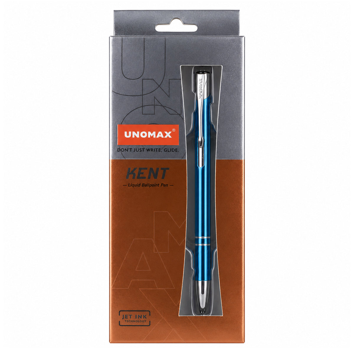 Unomax Kent Metal Body Ball Point Pen — Blue, Retractable