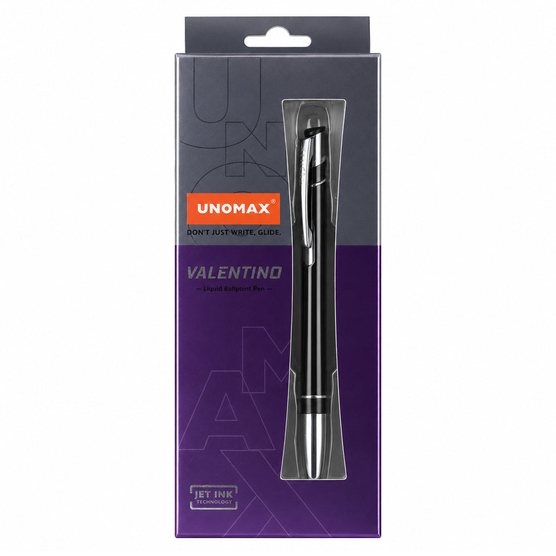 Unomax Valentino Metal Body Ball Point Pen — Black, Retractable