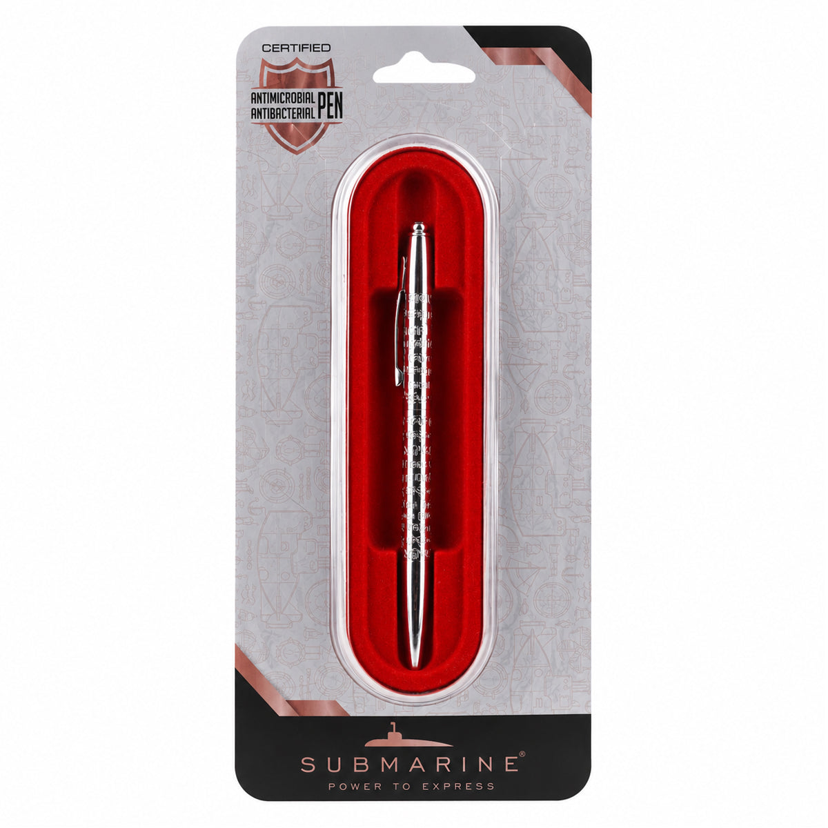 Submarine 1063 Silver Ball Pen — "Thank You" in 7 Languages