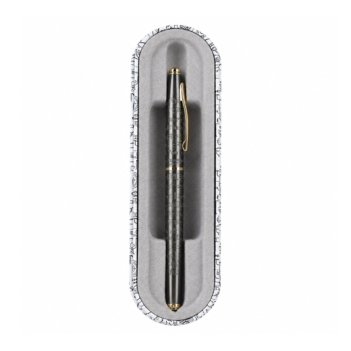 Submarine 1010 Grey Roller Pen — "Thank You" in 7 Languages, Cap Type