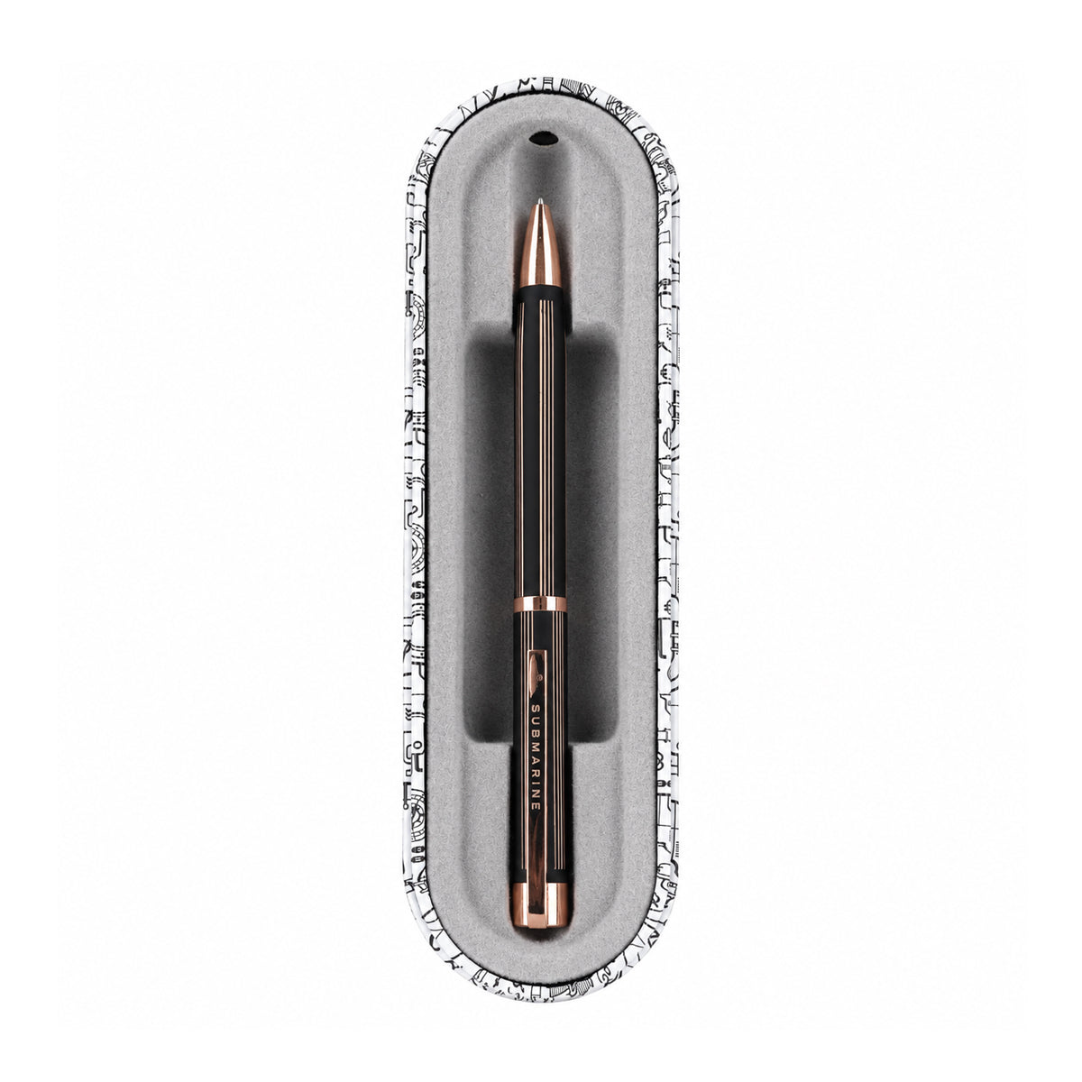 Submarine 1068 Jade Solid Lean Ball Pen — Matte Black & Copper, Twist Type