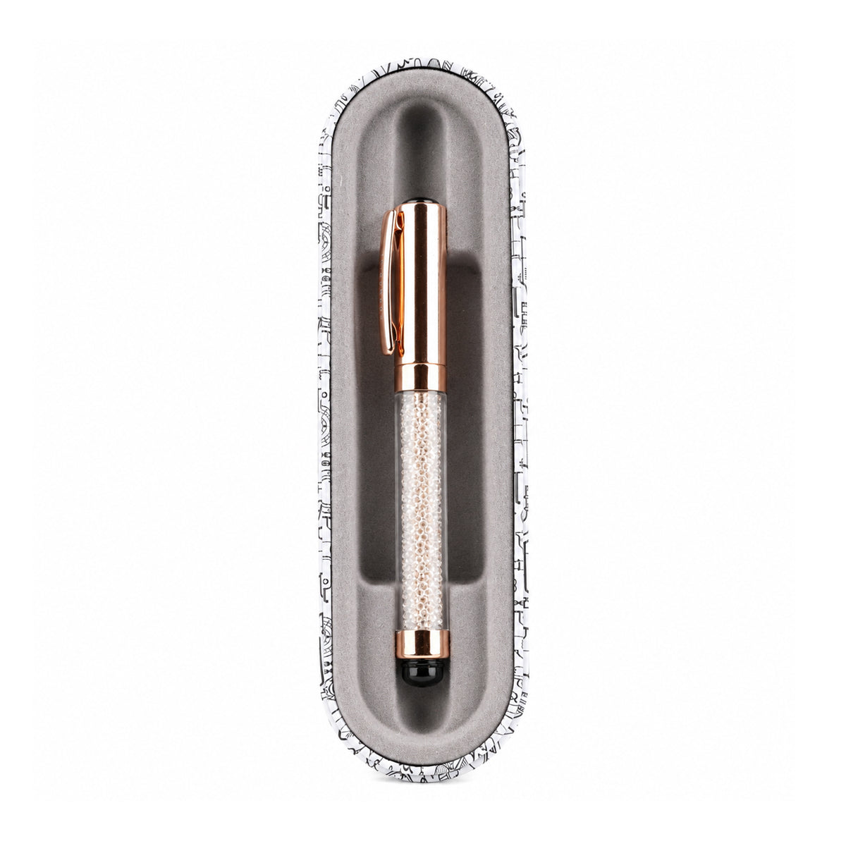 Submarine 879 Crystal Ball Pen — Rose Gold Metal Body, Cap Type, Blue Ink