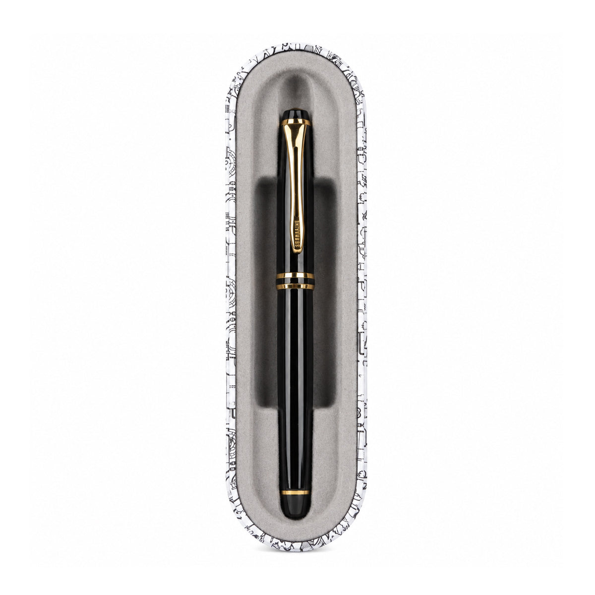 Submarine 827 Roller Pen — Black Metal Body — Cap Mechanism