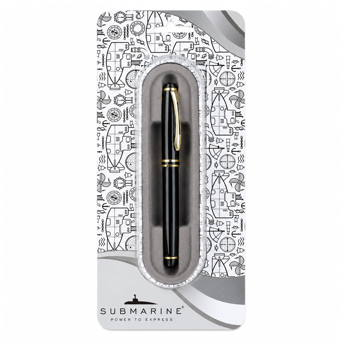 Submarine 827 Roller Pen — Black Metal Body — Cap Mechanism