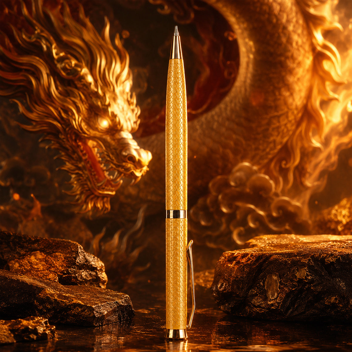 Submarine 884 Golden Colour Body with Stone on Top – Twist Type Ball Pen