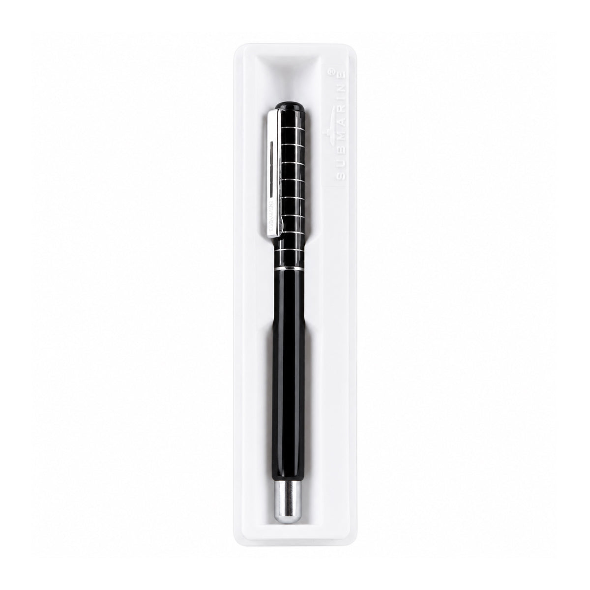 Submarine 696 Black Body with Silver Clip Check Designed Cap Type Roller Ball Pen