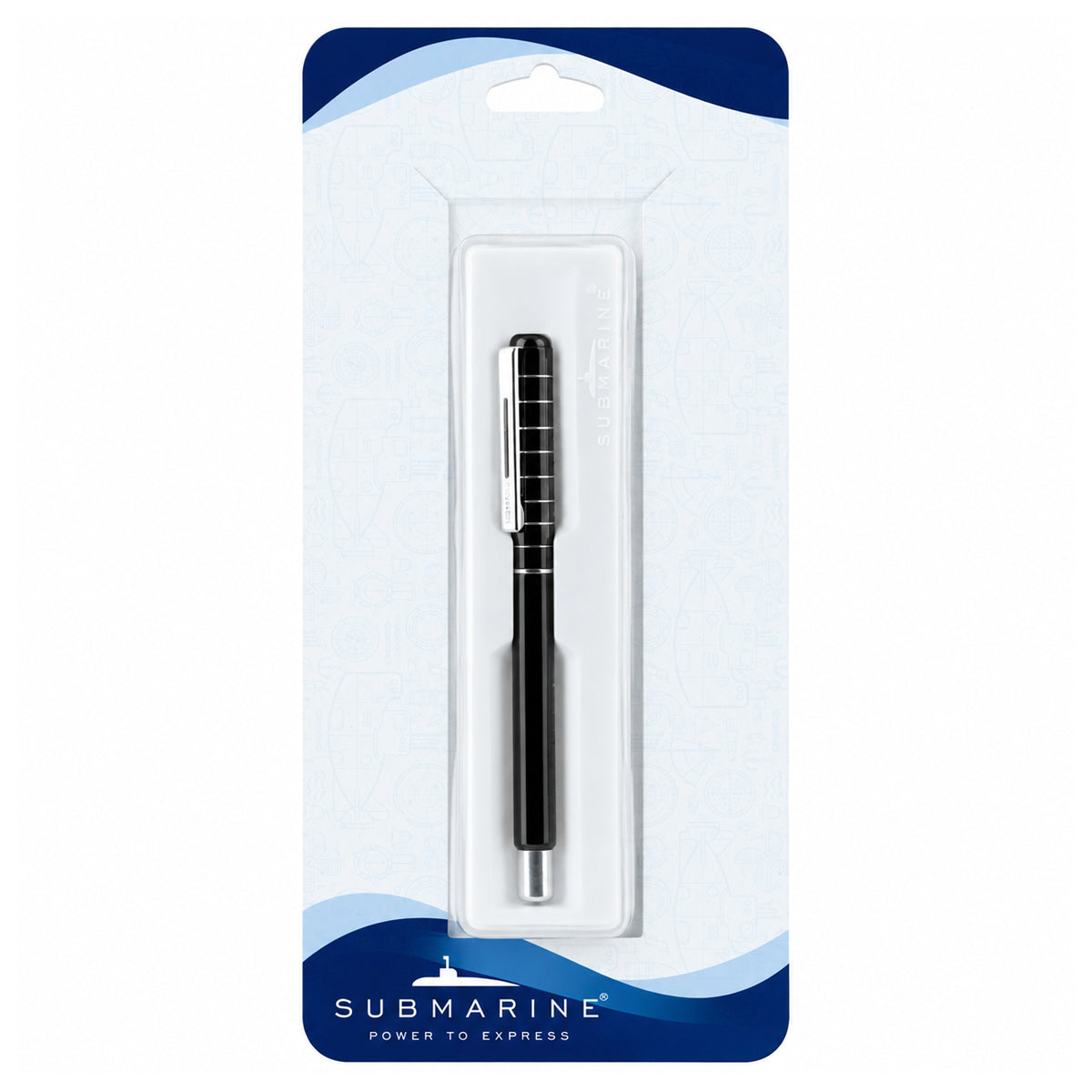 Submarine 696 Black Body with Silver Clip Check Designed Cap Type Roller Ball Pen