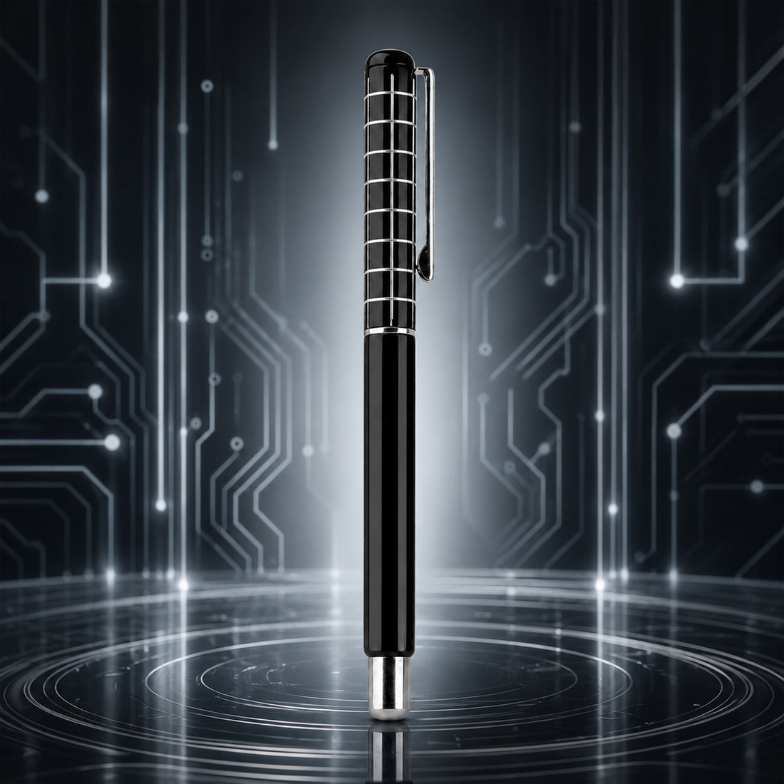 Submarine 696 Black Body with Silver Clip Check Designed Cap Type Roller Ball Pen