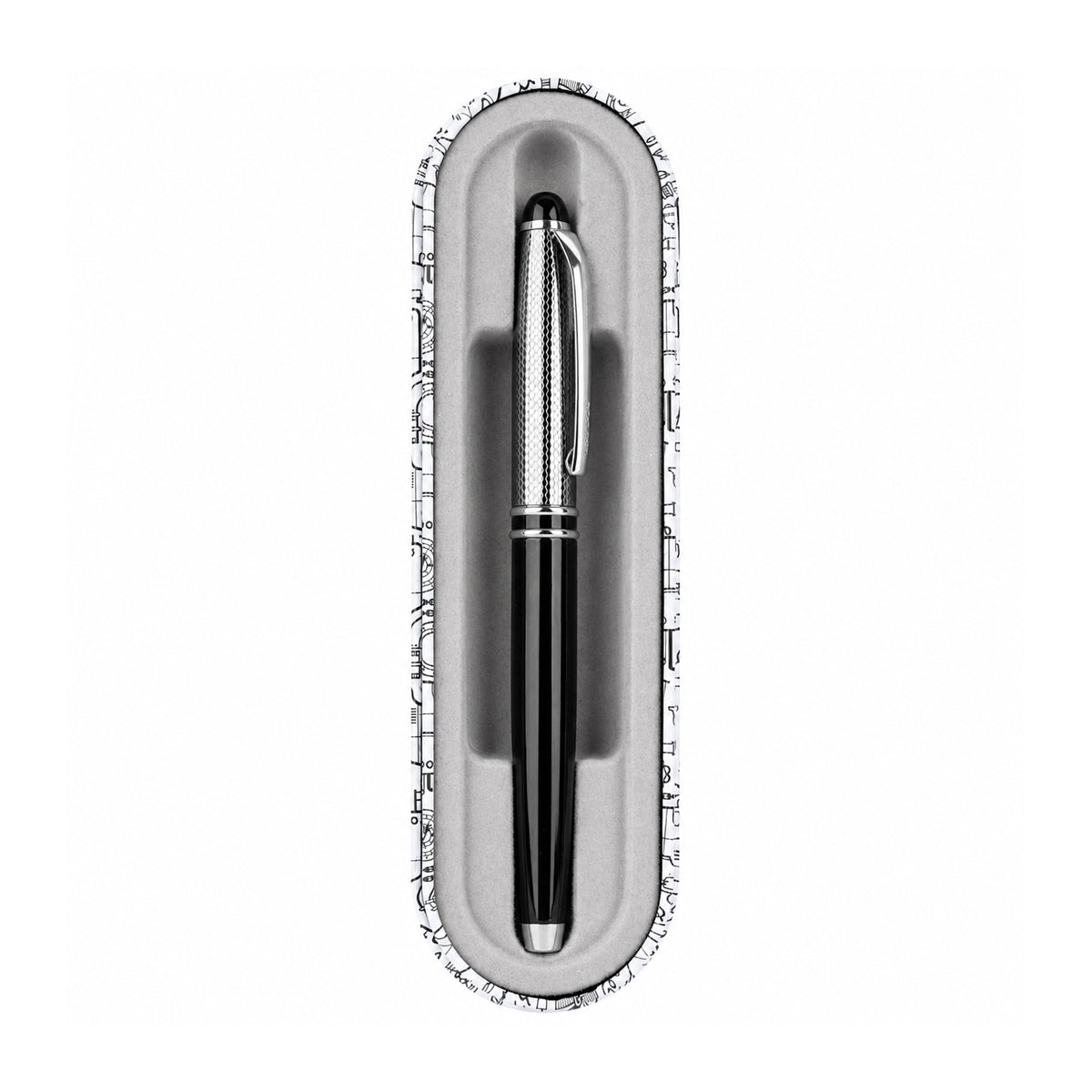 Submarine 977MB Black and Gun Metal Cap Rollerball Pen