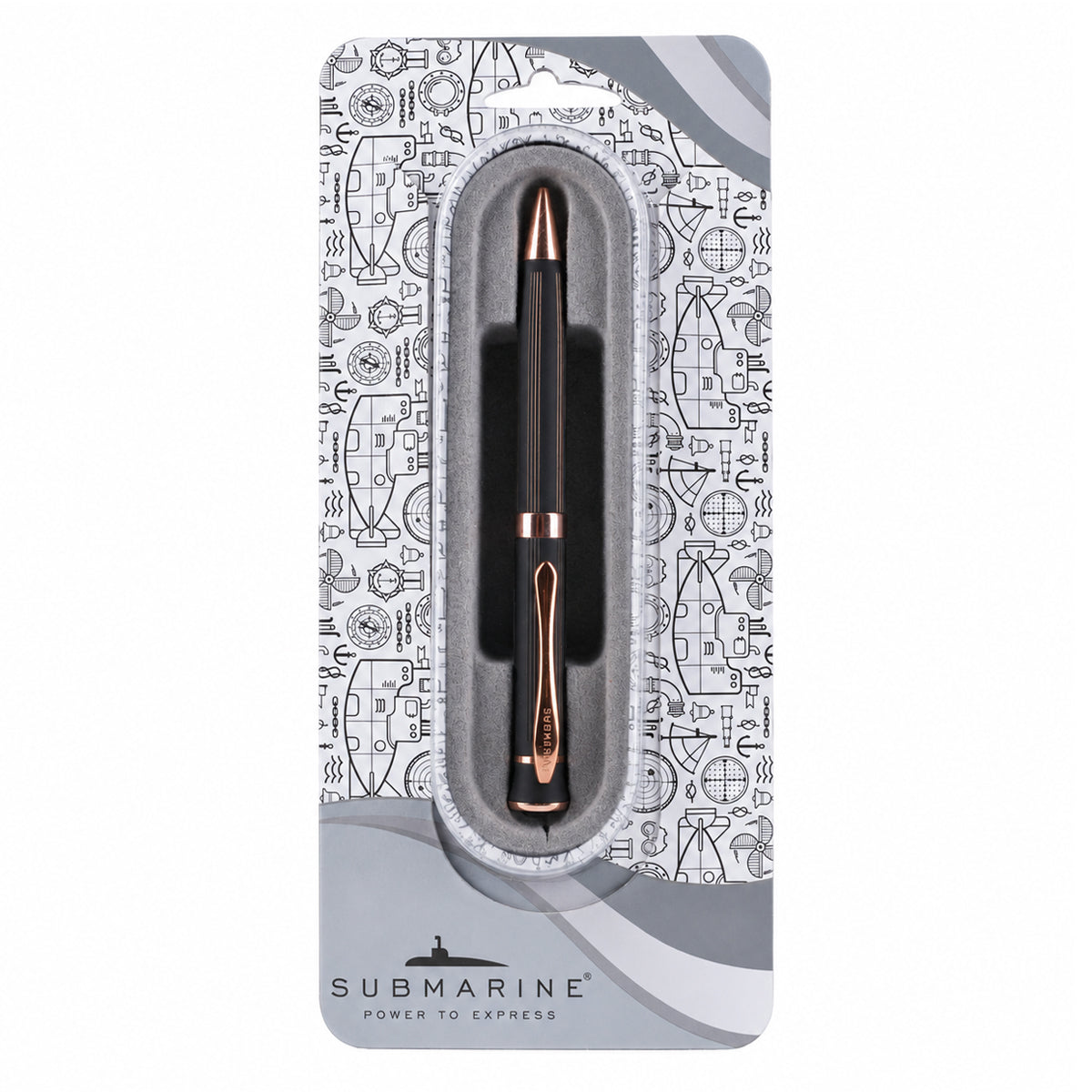 Submarine 1072 Black & Copper Twist Ball Pen (Crystal Top)