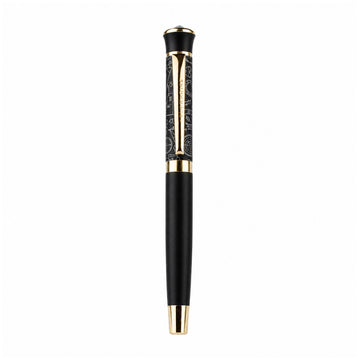 Submarine 1015 Black Rollerball Pen — Golden Clip & Big Stone Top