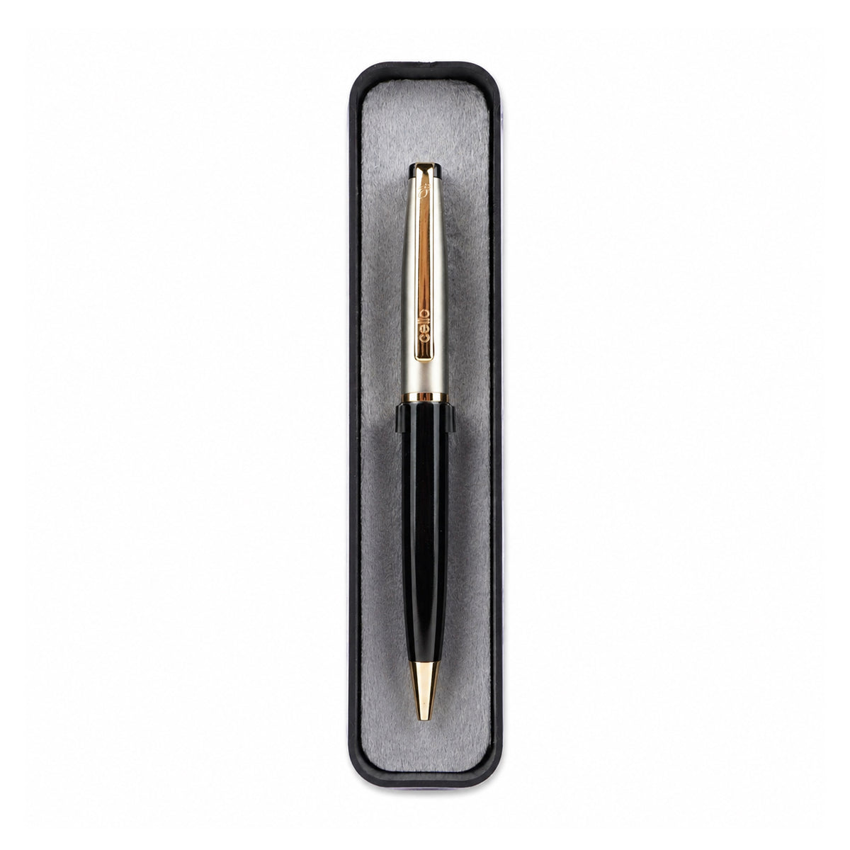 Cello Signature Moonlit Black Silver Twist Ballpen - Gold Clip Premium Metal