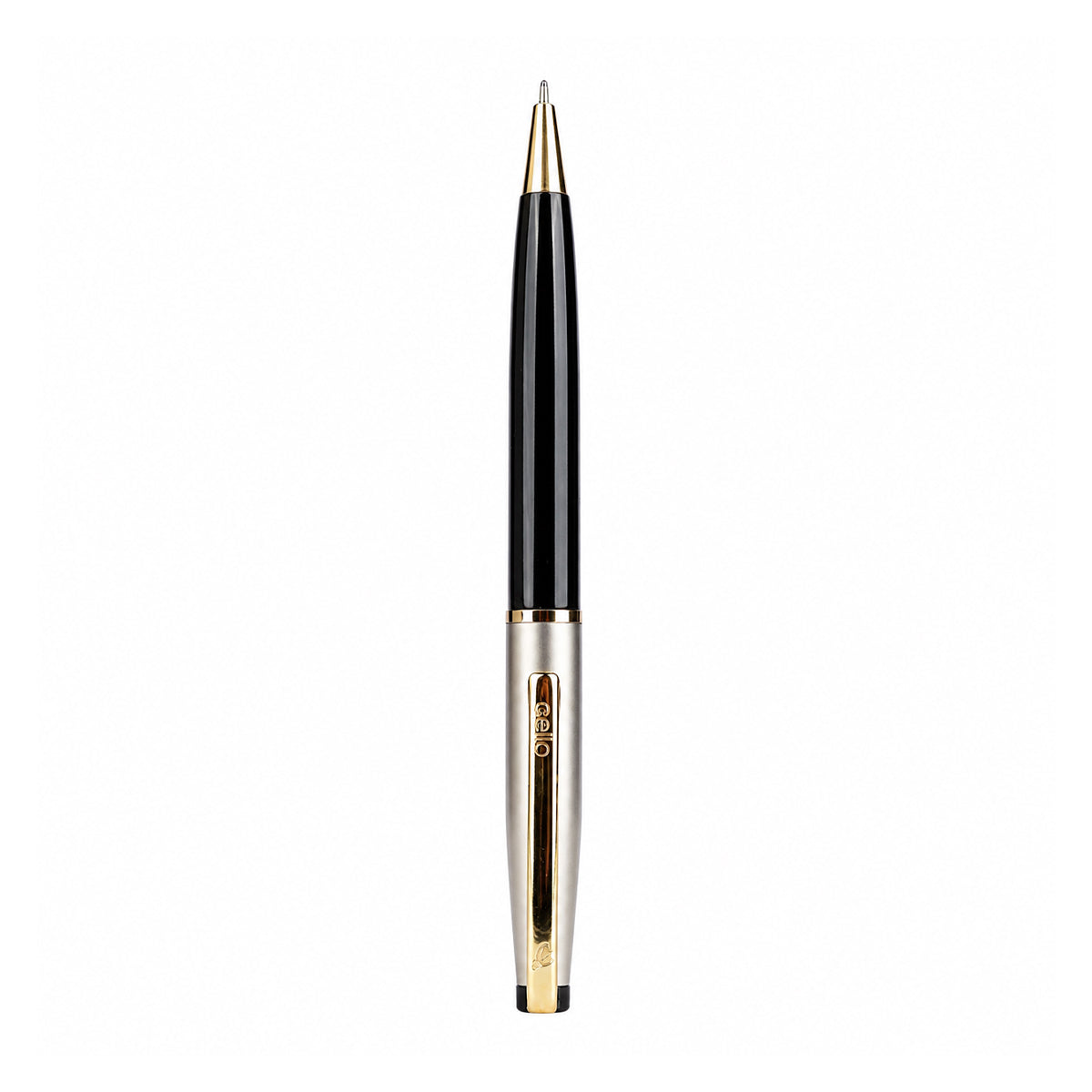 Cello Signature Moonlit Black Silver Twist Ballpen - Gold Clip Premium Metal
