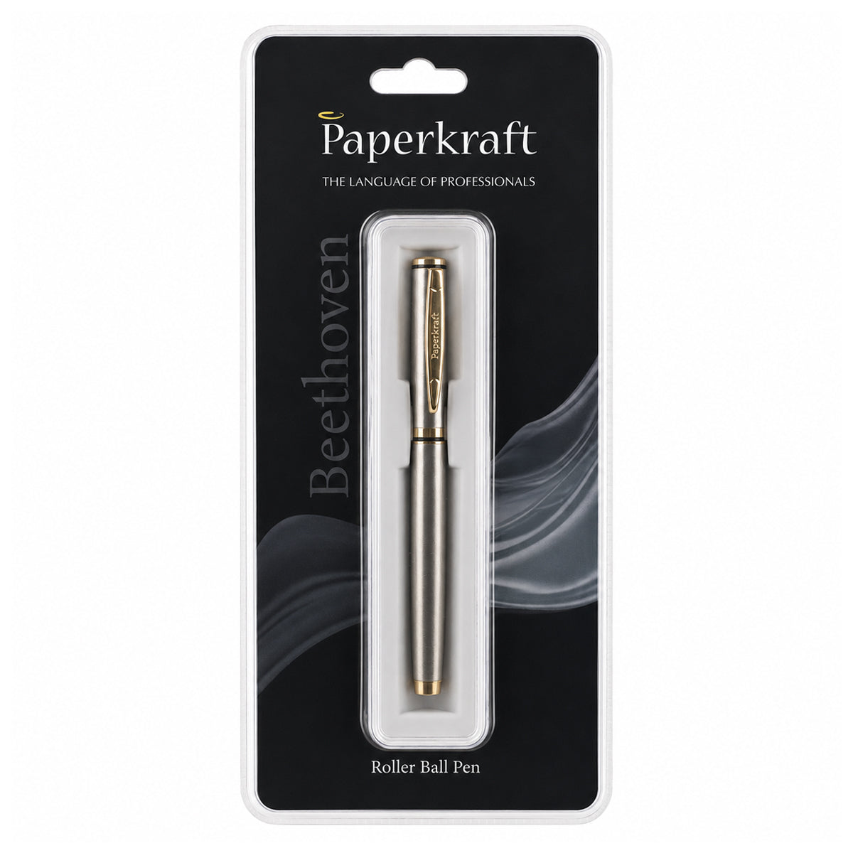 Paperkraft Beethoven Chrome Roller Pen | Gold Clip | Fine Tip
