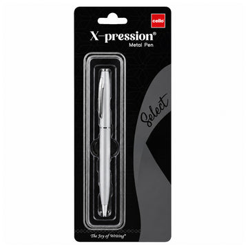 Cello X-pression Silver Twist Ball Pen | Fine Tip | Blue Ink
