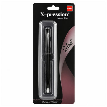 Cello X-pression Black Twist Ball Pen | Fine Tip | Blue Ink