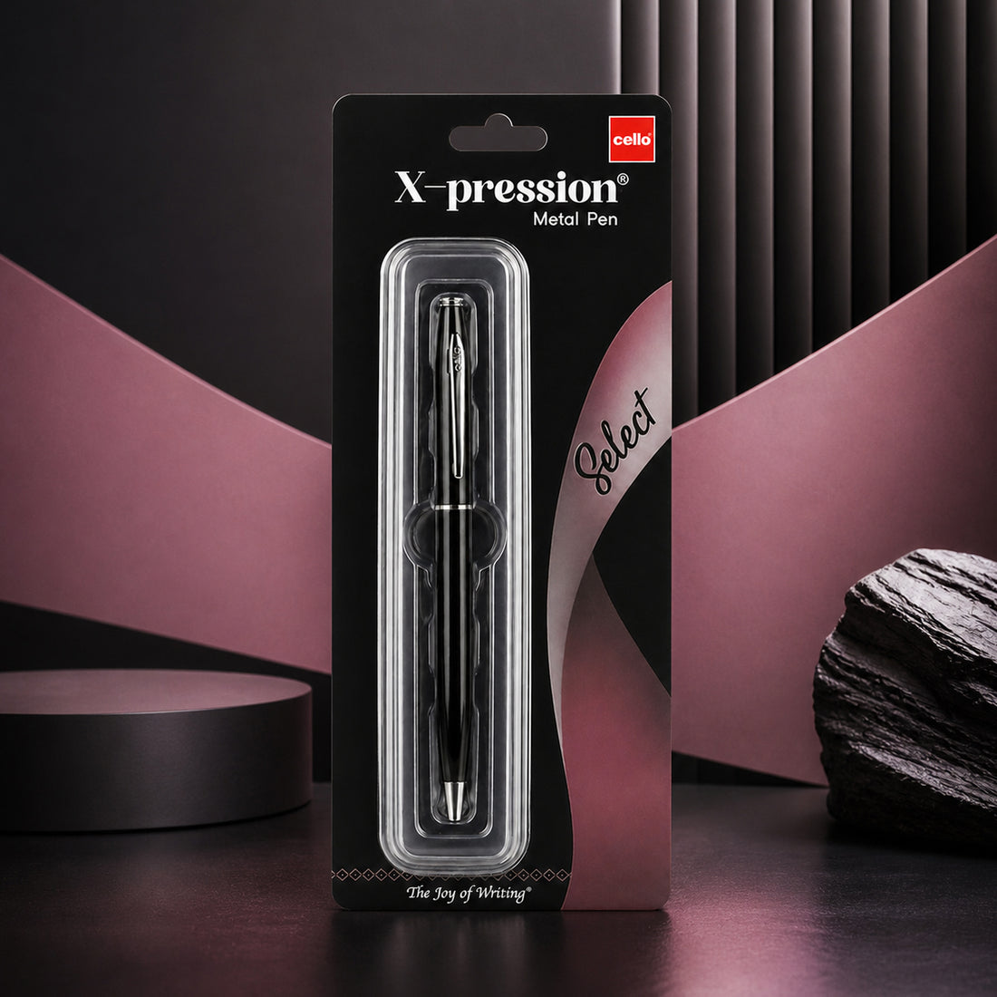 Cello X-pression Black Twist Ball Pen | Fine Tip | Blue Ink