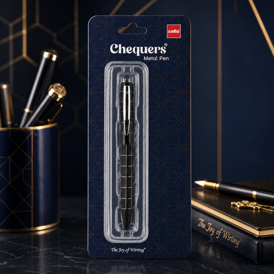 Cello Chequers Black Twist Ball Pen | Fine Tip | Blue Ink