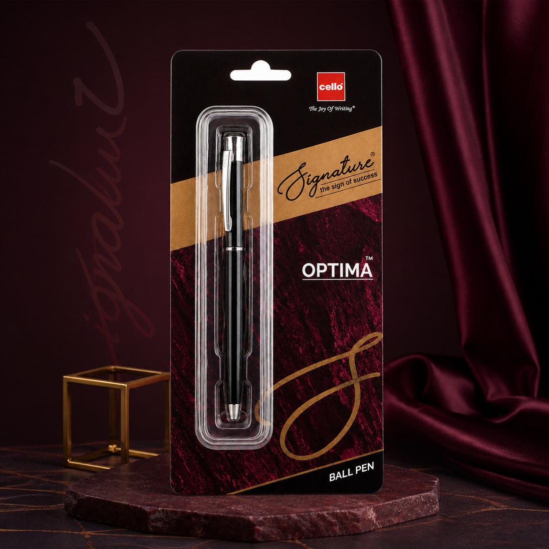 Cello Signature Optima Black Silver Twist Ballpen - Premium German Ink