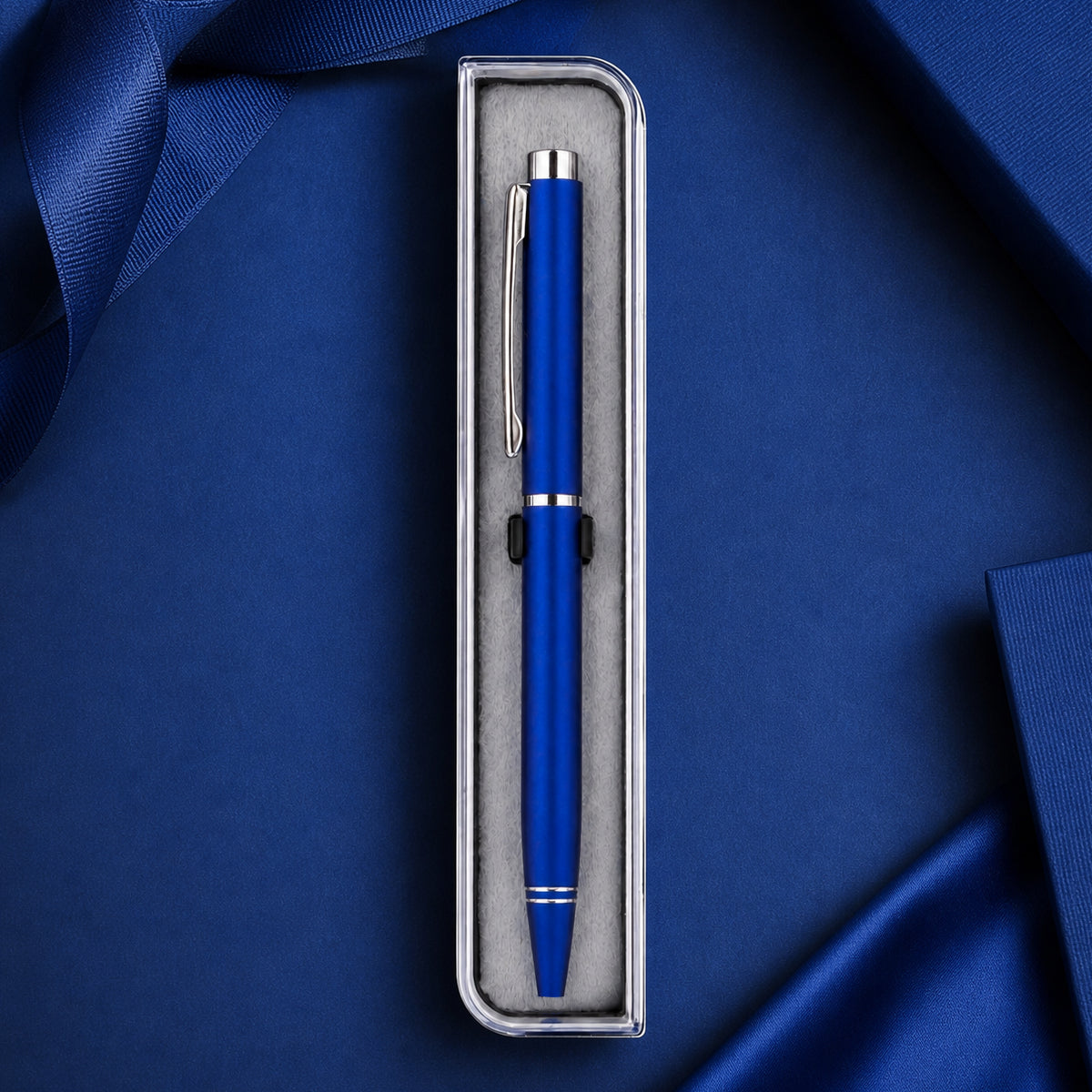 Cello Signature Indulge Blue Silver Twist Ballpen - Premium Metal Writing