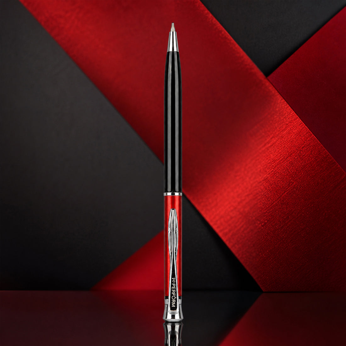 Perform Status Glossy Twist Ballpen - Red & Black with Fine Blue Ink