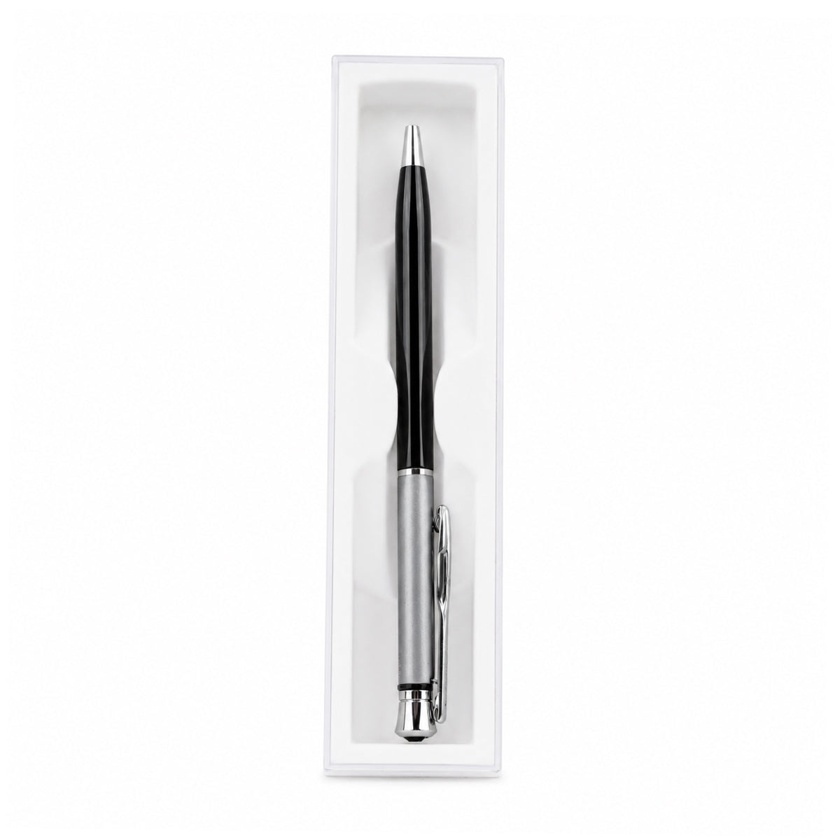 Perform Status Glossy Twist Ballpen - Gray & Black with Fine Blue Ink