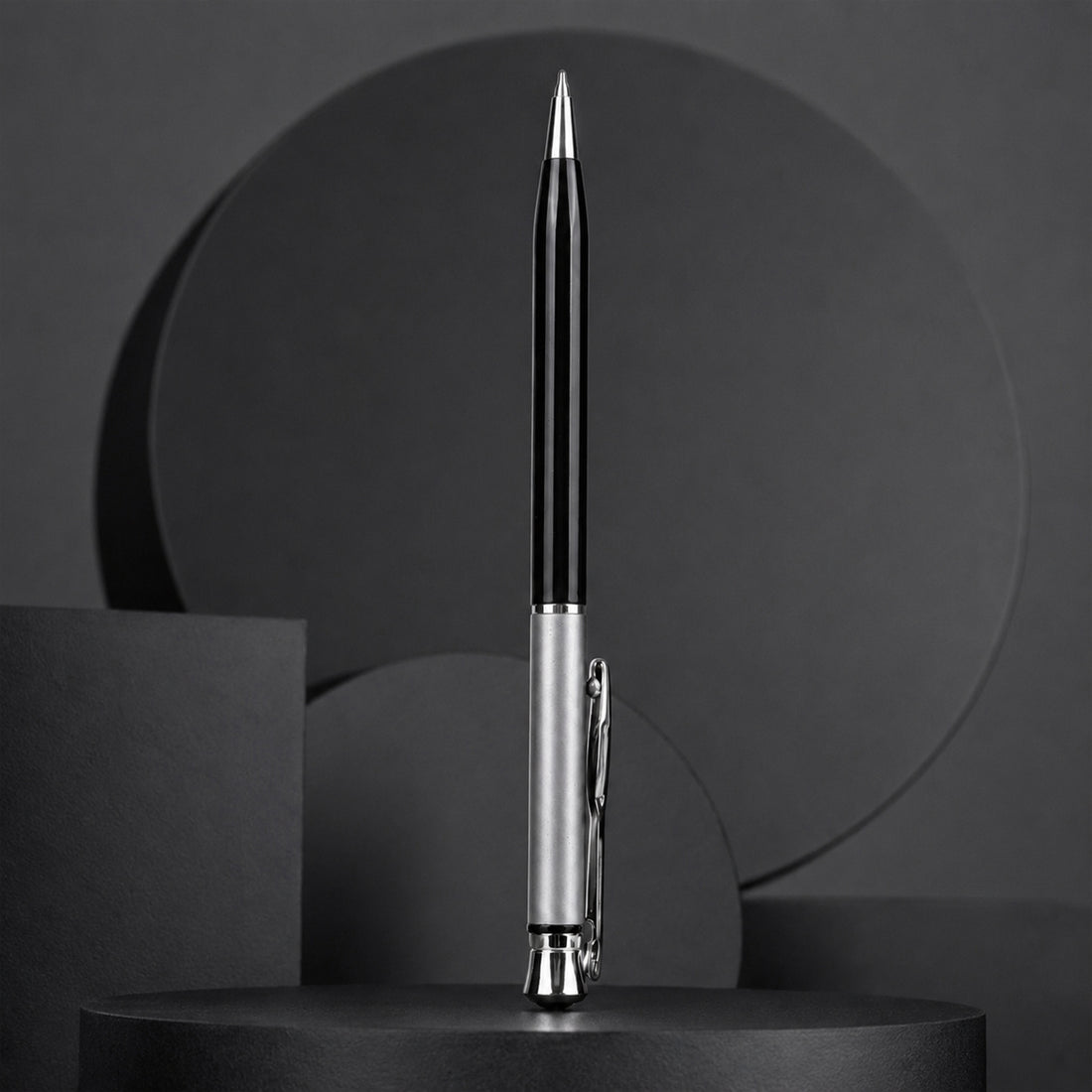 Perform Status Glossy Twist Ballpen - Gray & Black with Fine Blue Ink