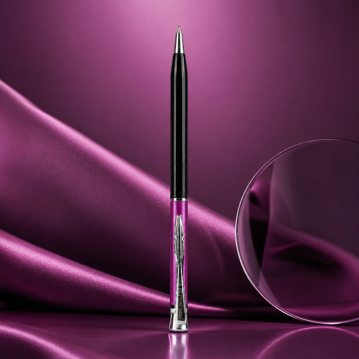 Perform Status Glossy Twist Ballpen - Purple & Black with Fine Blue Ink