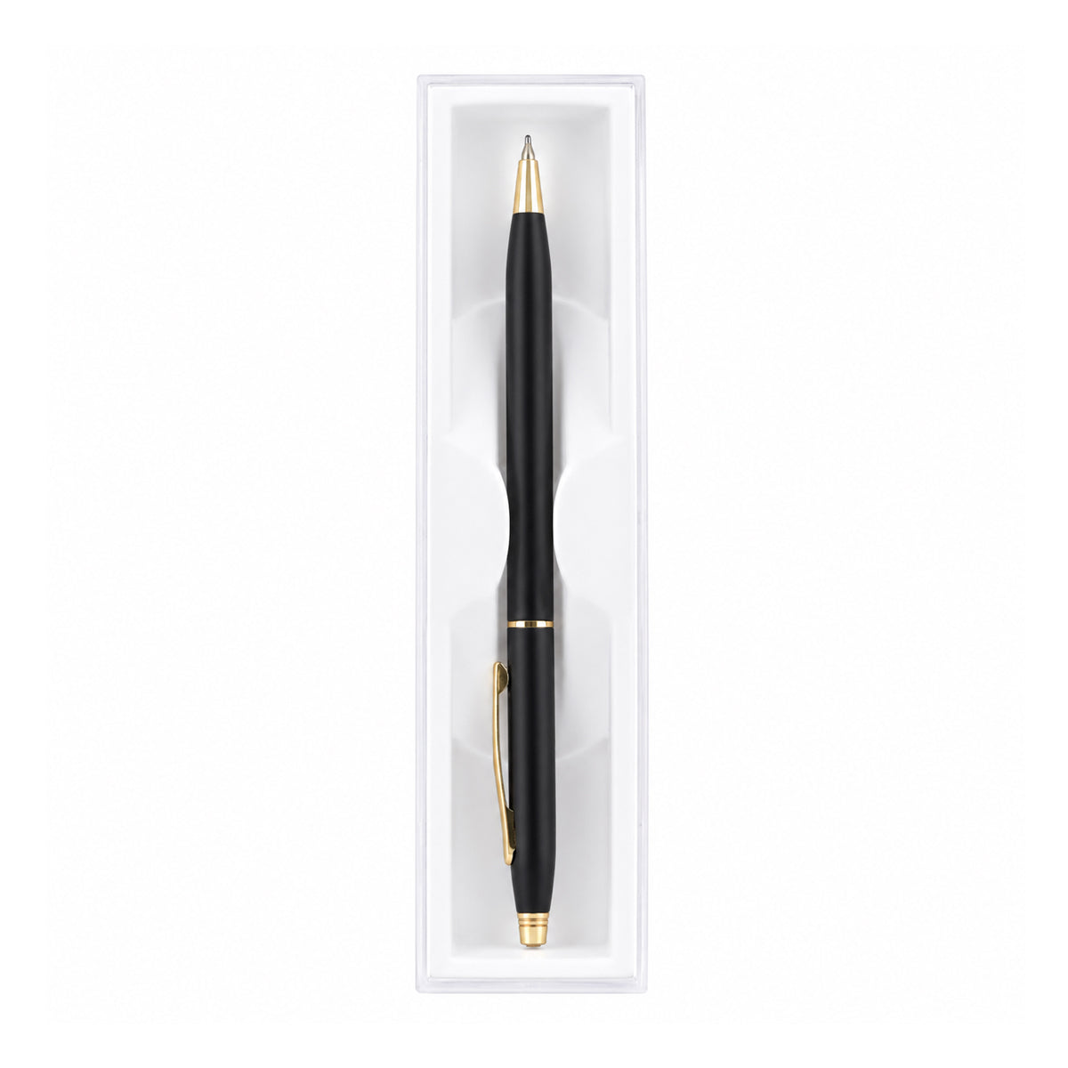 Perform Century Matte Twist Ballpen - Black with Gold Clip & Fine Blue Ink