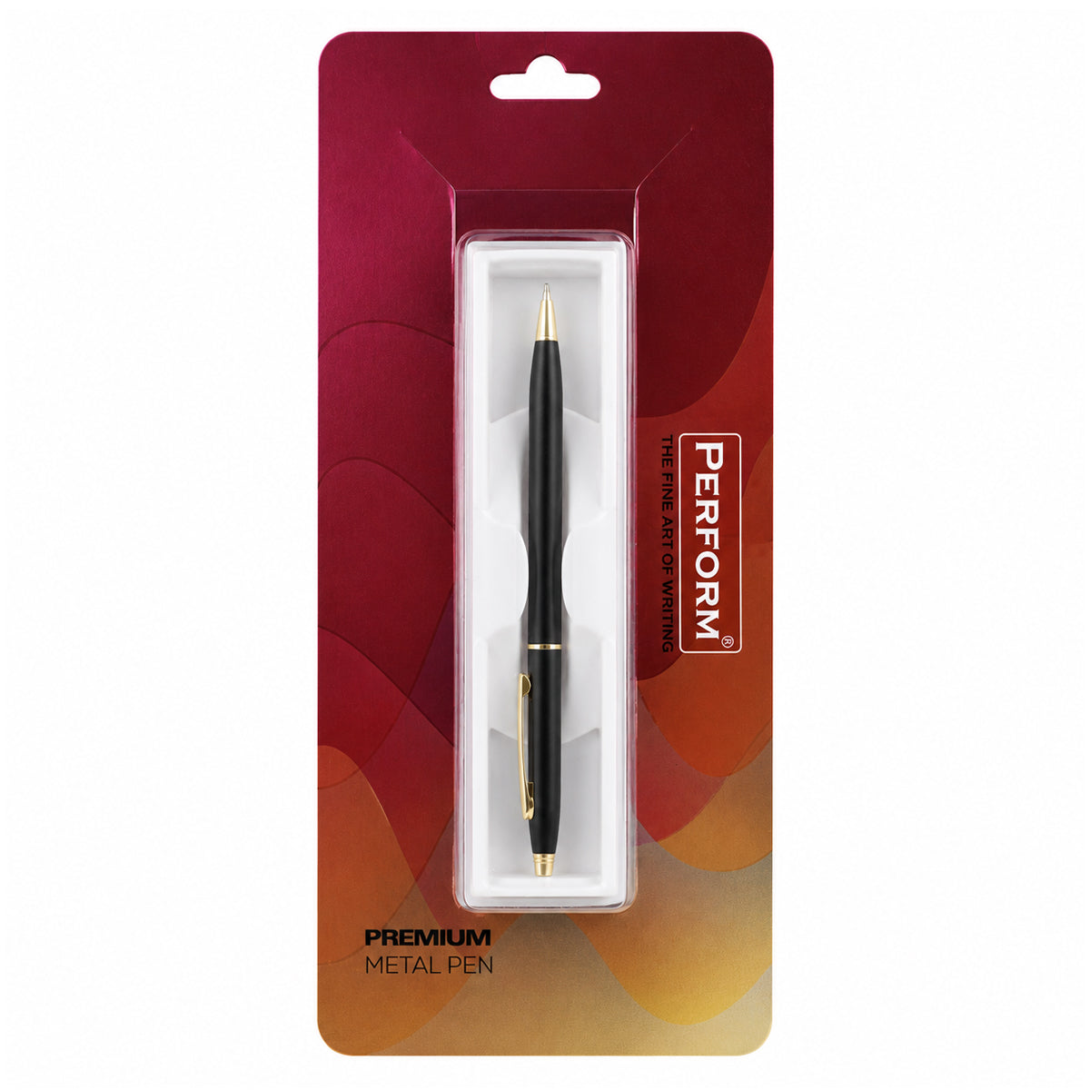 Perform Century Matte Twist Ballpen - Black with Gold Clip & Fine Blue Ink