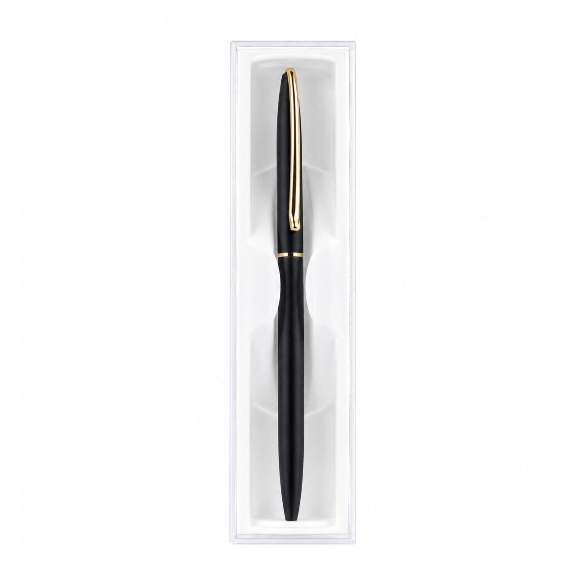 Perform Noble Matte Twist Ballpen - Black with Gold Clip & Fine Blue Ink