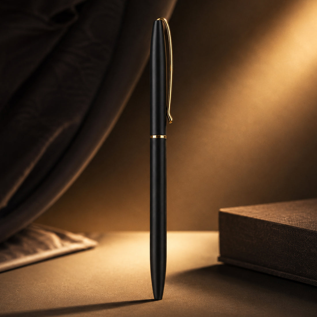 Perform Noble Matte Twist Ballpen - Black with Gold Clip & Fine Blue Ink