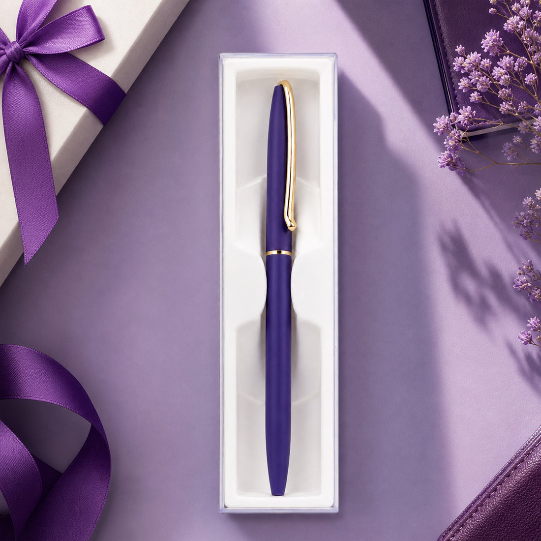 Perform Noble Matte Twist Ballpen - Blue with Gold Clip & Fine Blue Ink