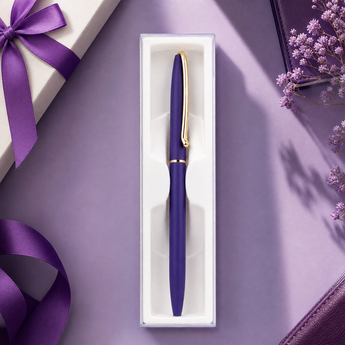 Perform Noble Matte Twist Ballpen - Blue with Gold Clip & Fine Blue Ink