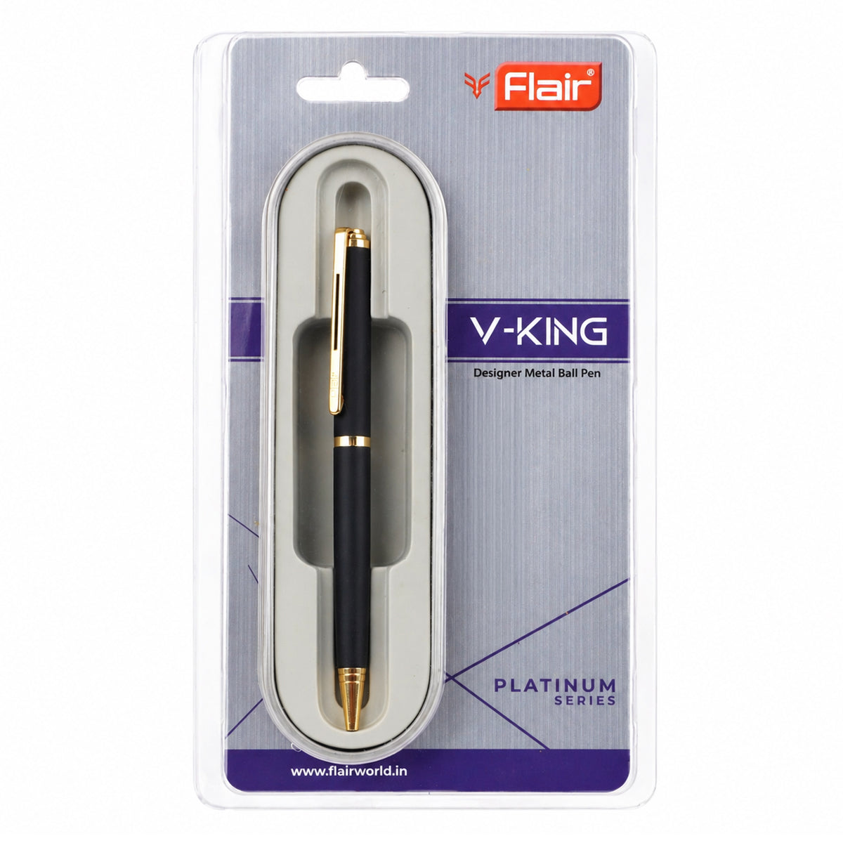 Flair V-King Designer Metal Ball Pen - Twist Mechanism Blue Ink