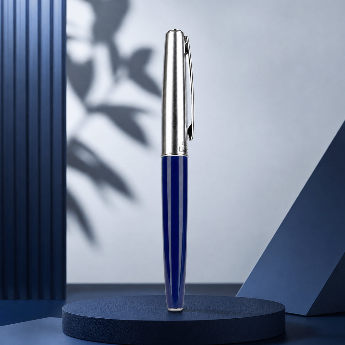 Camlin Elegante Gold Plated Nib Fountain Pen – Deep Blue & Silver, Fine