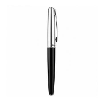 Camlin Elegante Gold Plated Nib Fountain Pen – Black & Silver, Fine